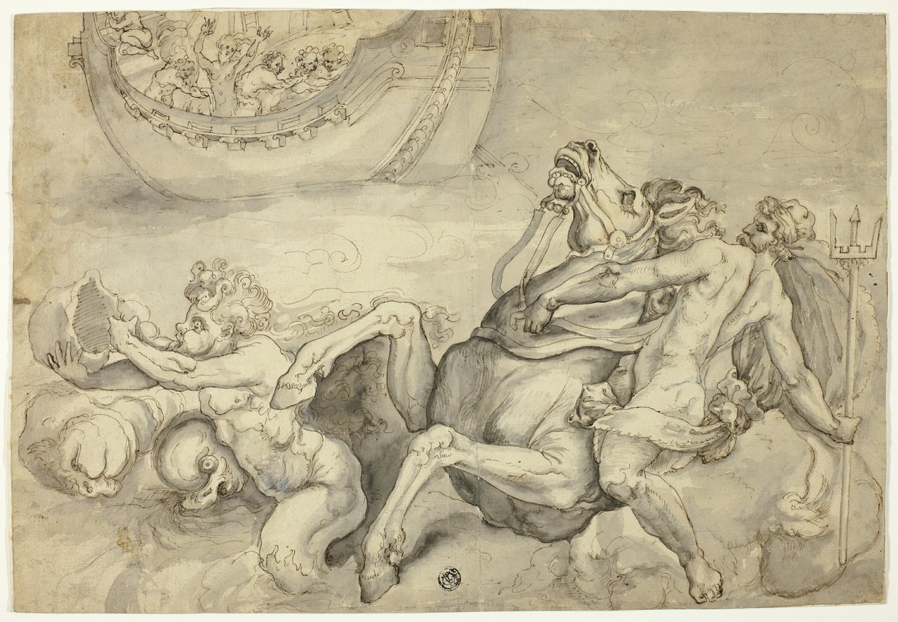 Neptun uklidňuje bouři, kterou vyvolal Eolus proti Aeneovi ("Quos Ego") od Unknown artist