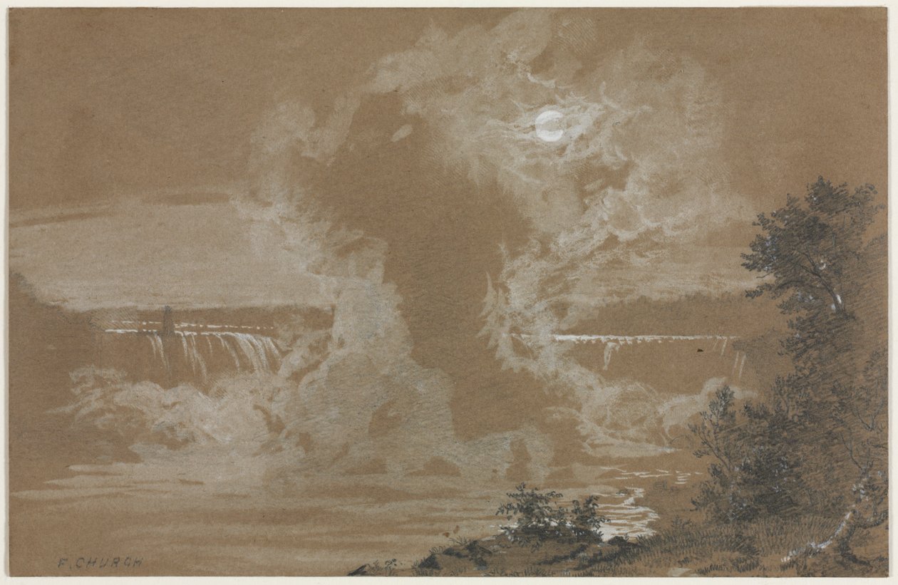 Niagarské vodopády za měsíčního svitu od Unknown artist