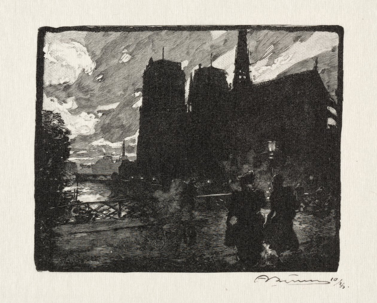 Notre Dame, večer od Unknown artist