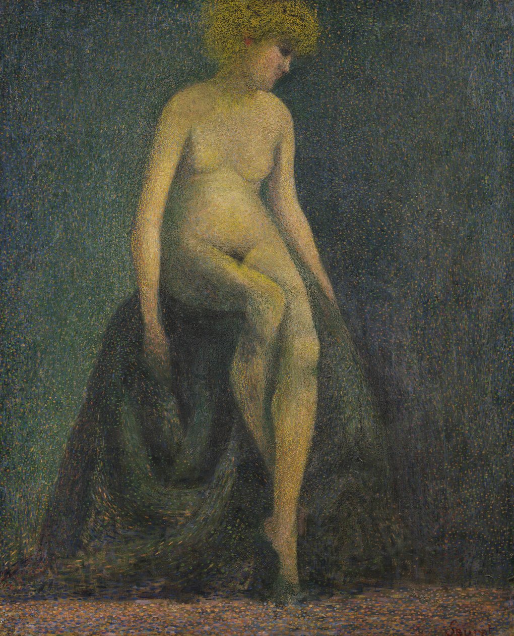 Akt s blond vlasy, padělek na způsob Georgese Seurata od Unknown artist