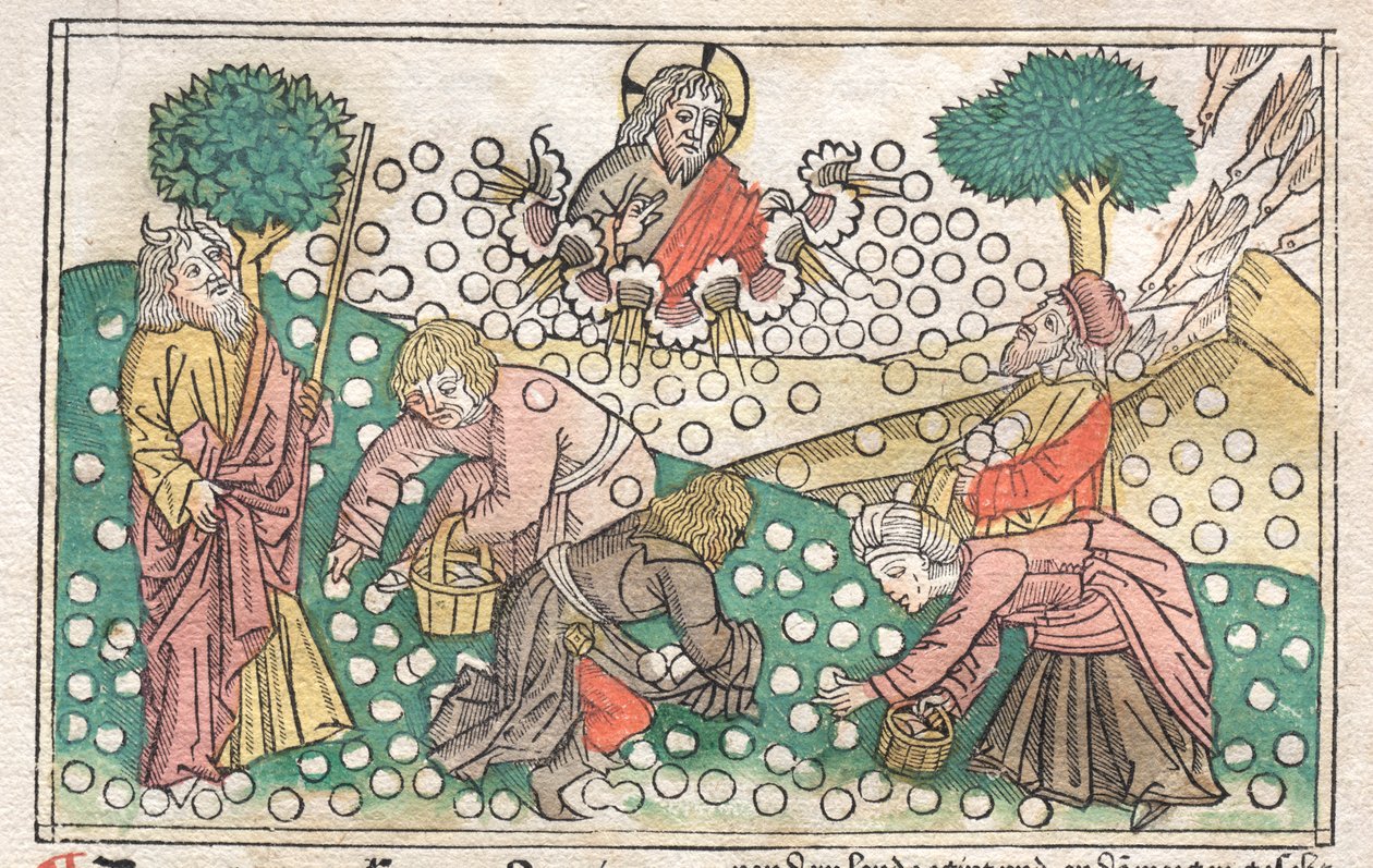 Norimberská Bible: Manna padající z nebe od Unknown artist