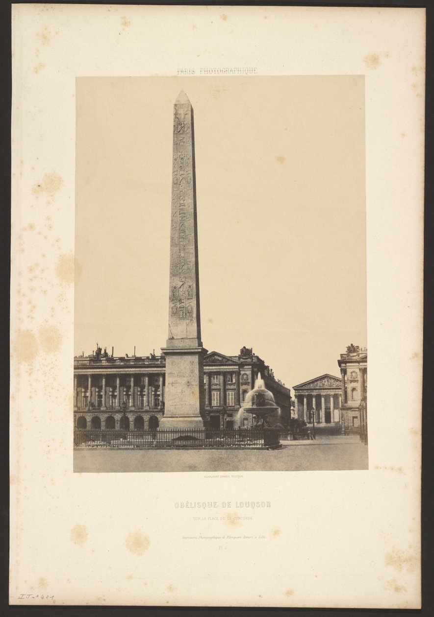 Louqsorův obelisk na náměstí Place de la Concorde od Unknown artist