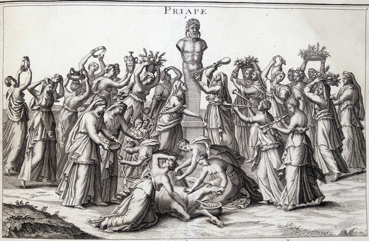 Nabídky učiněné ženami bohu Priape (Priapos), asijskému bohu feconditu, který přišel do Řecka. Místo uctívání Lampsaque. od Unknown artist