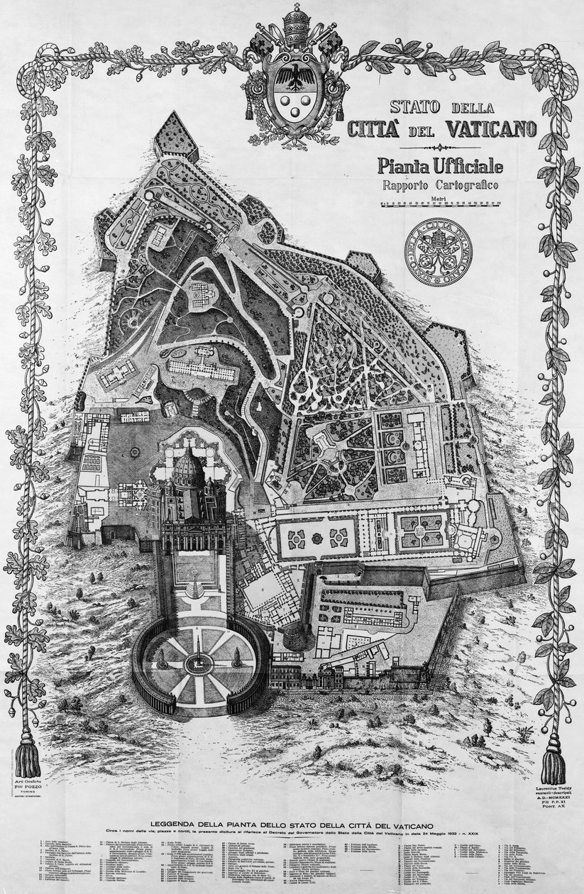 Oficiální mapa Vatikánského městského státu od Unknown artist