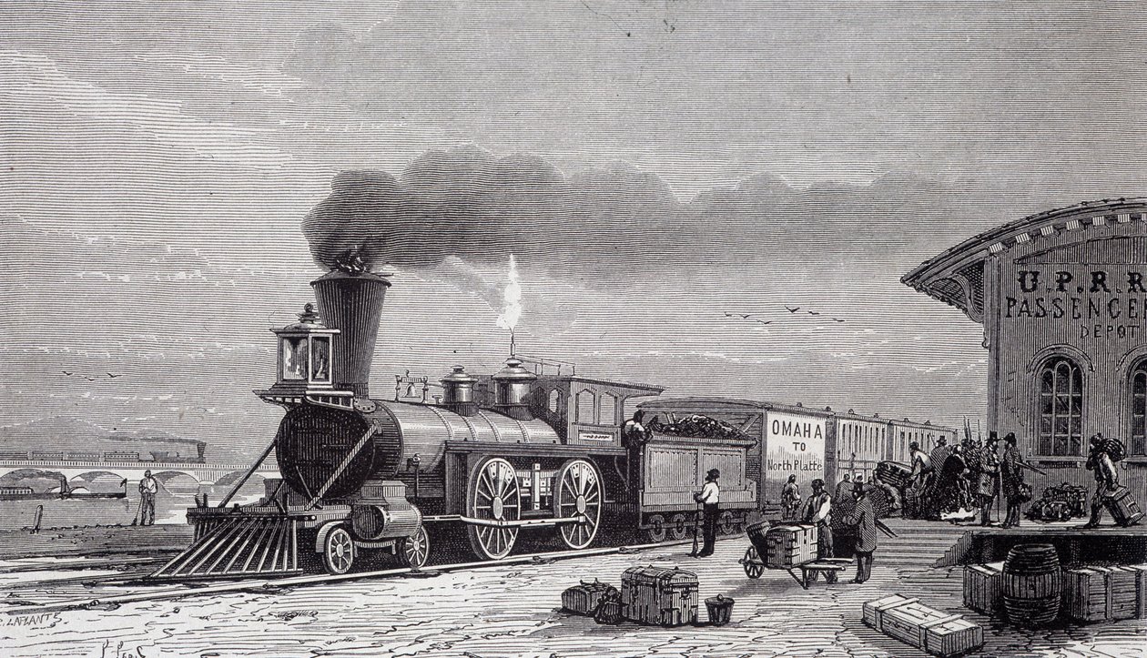 Stanice Omaha, výchozí bod tichomořské železnice - v „“ Tour du monde“ od Unknown artist