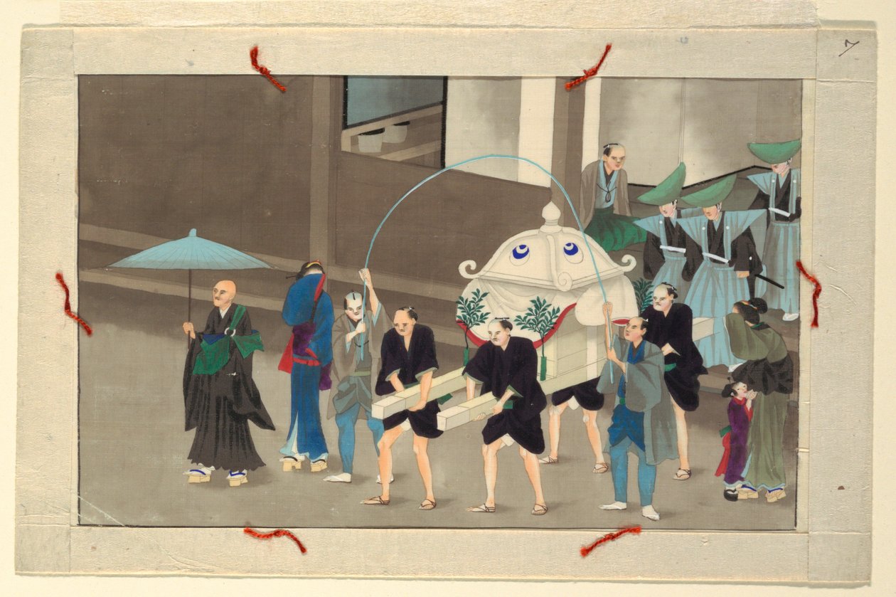 Jedna ze šestnácti scén smrti a pohřbu člověka od Unknown artist