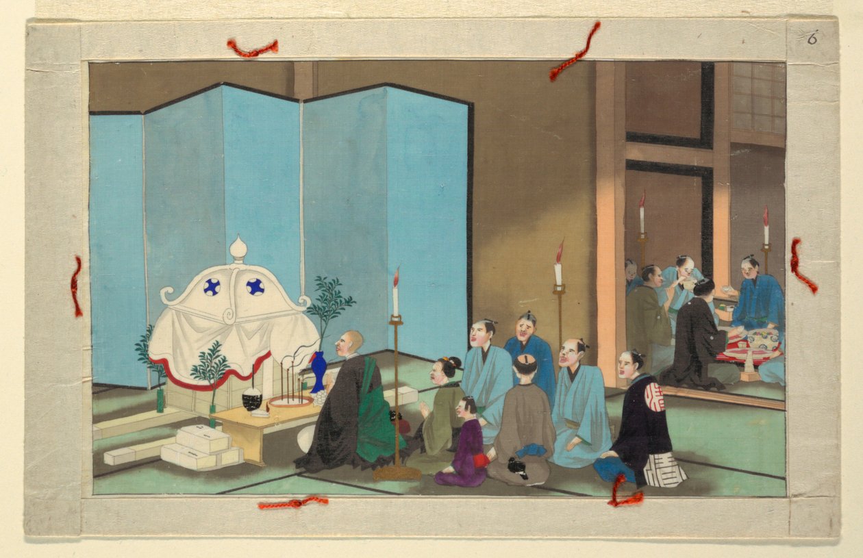 Jedna ze šestnácti scén smrti a pohřbu člověka od Unknown artist