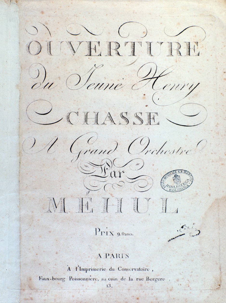 Úvodní strana, Lov opery Mladý Henri od Mehula (1797) od Unknown artist