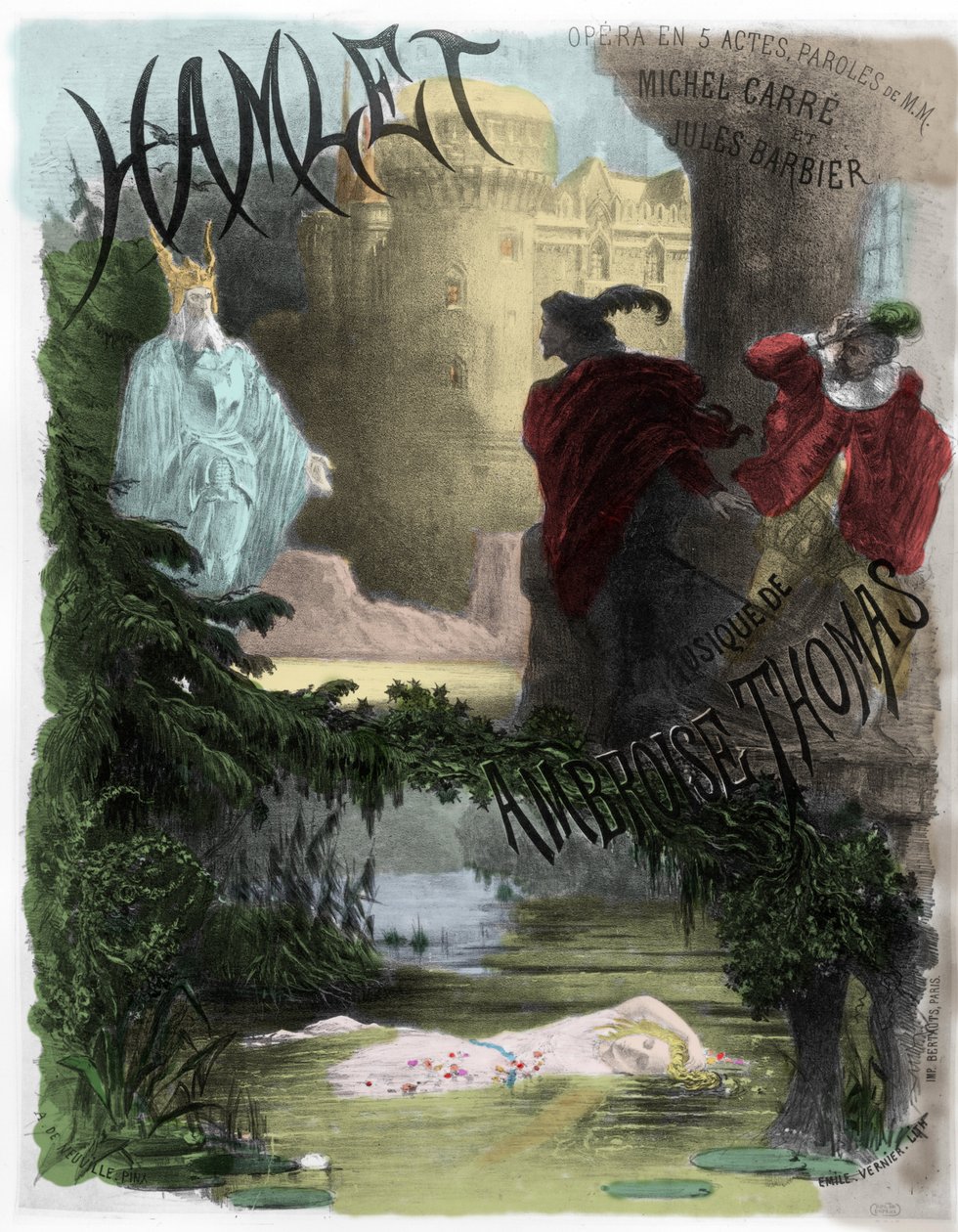 Opera: Plakát Hamleta (na hudbu Ambroise Thomase, texty Michel Carre a Jules Barbier) od Unknown artist