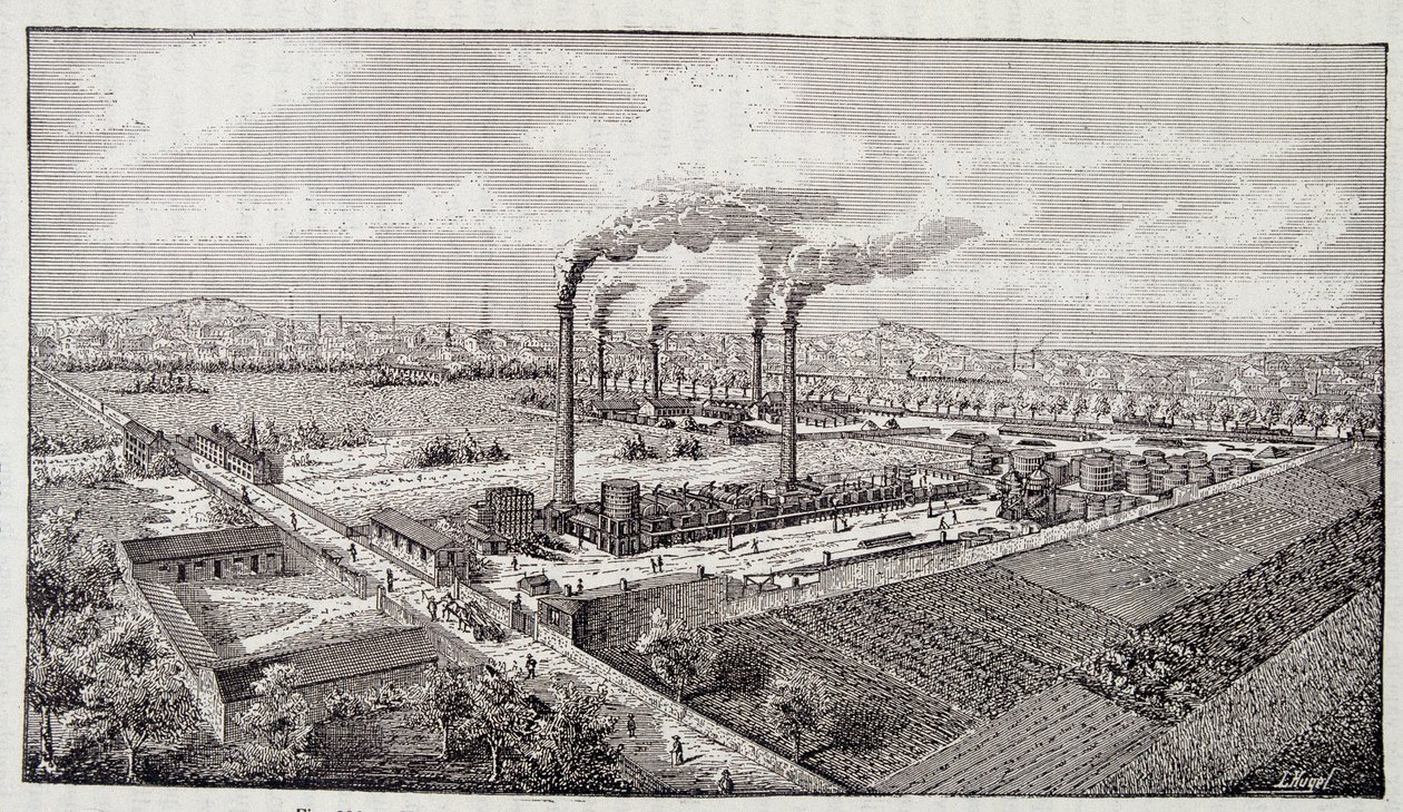 Přehled závodu na rafinaci ropy pana Deutsche v Pantinu (Seine) od Unknown artist