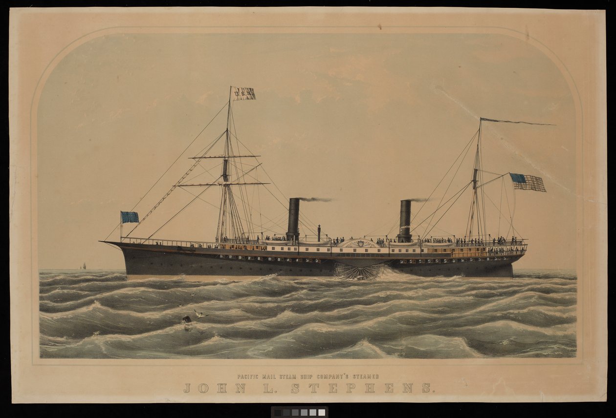 Parník John L Stephens společnosti Pacific Mail Steam Ship Company od Unknown artist