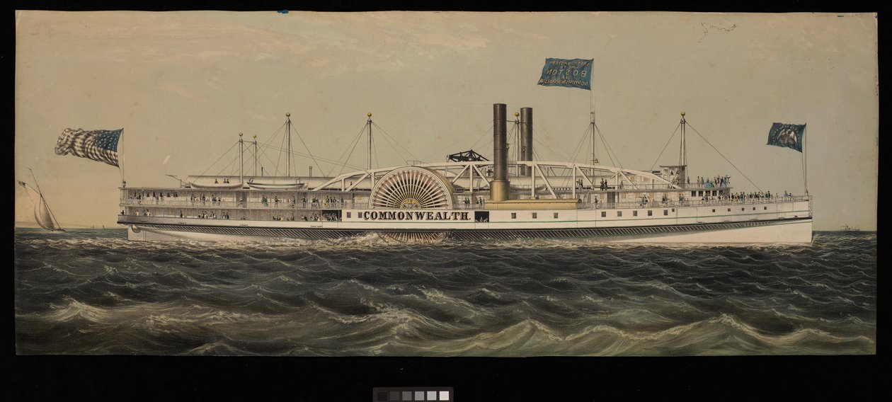 Pádlový parník Commonwealth. Great Eastern Line do Bostonu přes Norwich a Worcester od Unknown artist