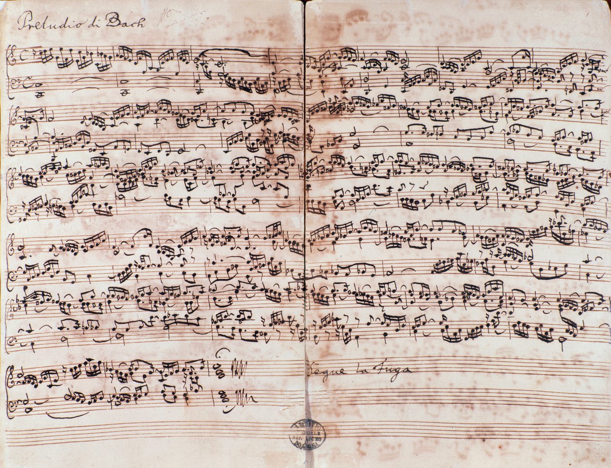 Strana předehry v C v Dobře temperovaném klavíru od Johanna Sebastiana Bacha od Unknown artist