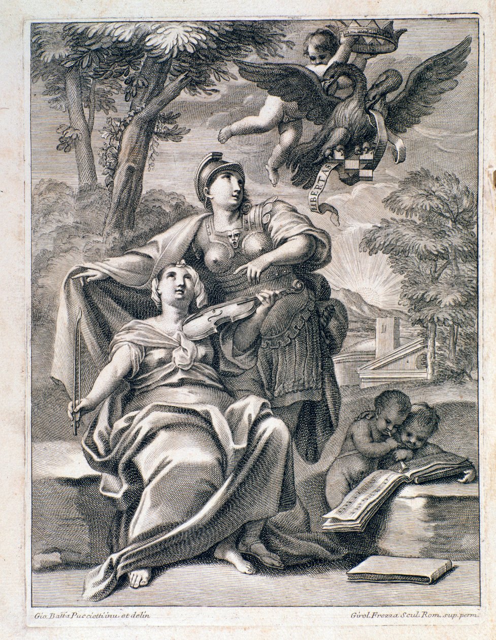 Strana frontispisu partitury "" Opus 1 "" (12 velkých koncertů) od Pietra Locatelliho (1695-1764) - Noty pro "" 12 grossos koncertů "od Locatelliho 1721 Bologna, občanské hudební muzeum od Unknown artist