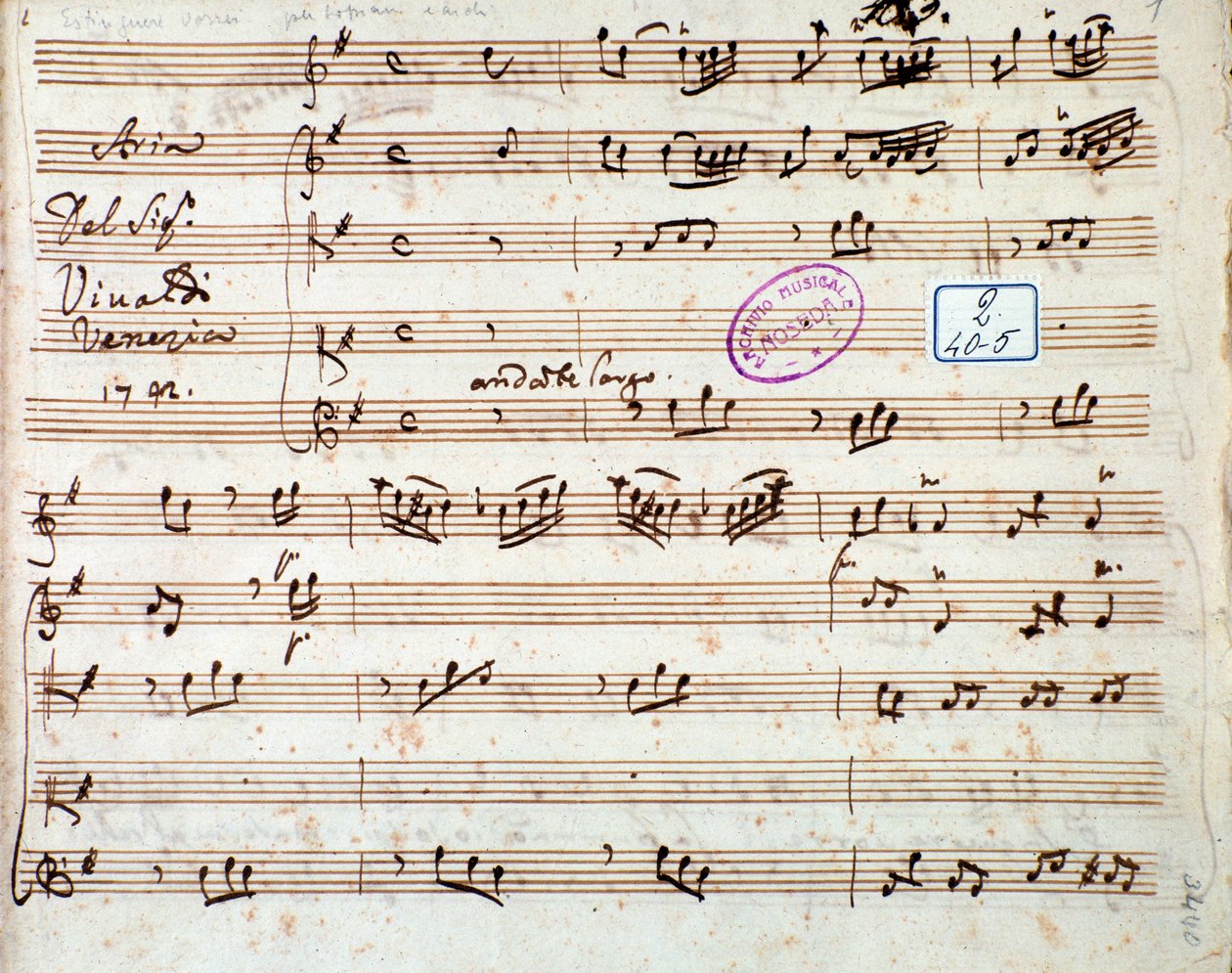 Stránka partitury Extinguish I would like air v opeře Griselda od Antonia Vivaldiho od Unknown artist