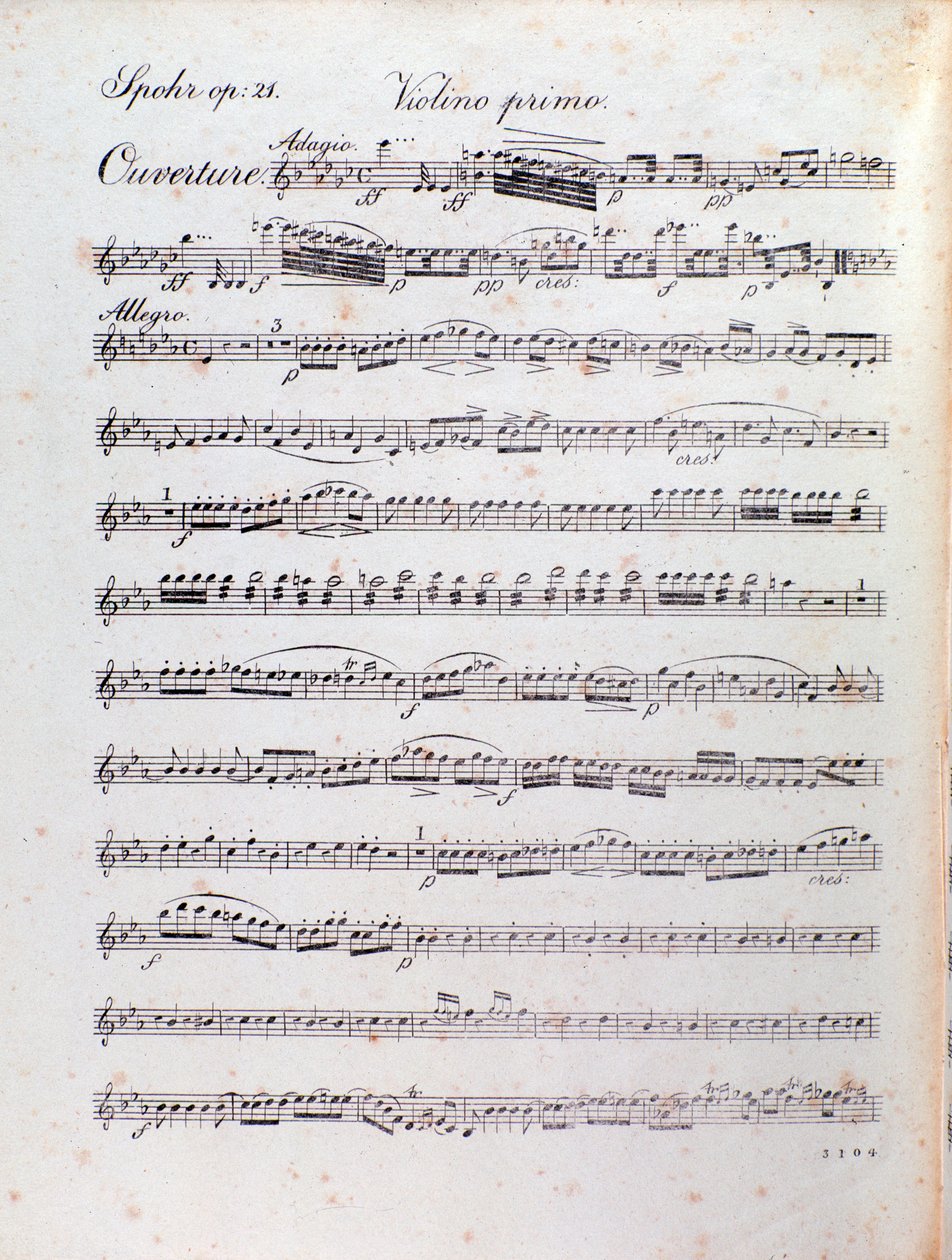 Strana hudební partitury předehry Alruna od Louise Spohra od Unknown artist