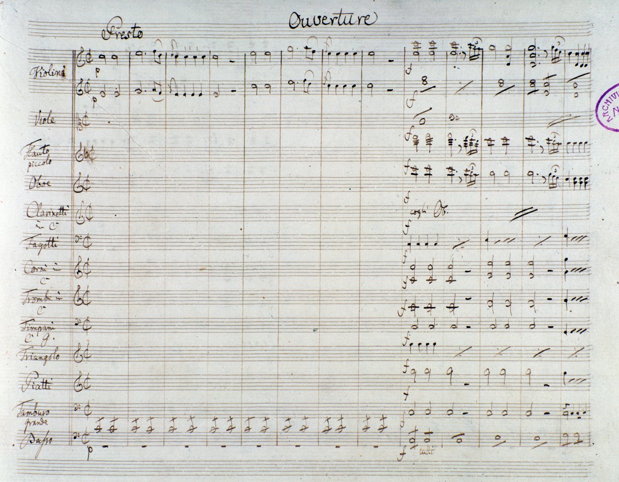 Strana notového záznamu pro Únos ze seraglia, Mozartova opera, verze Lichtenthal (1838) od Unknown artist