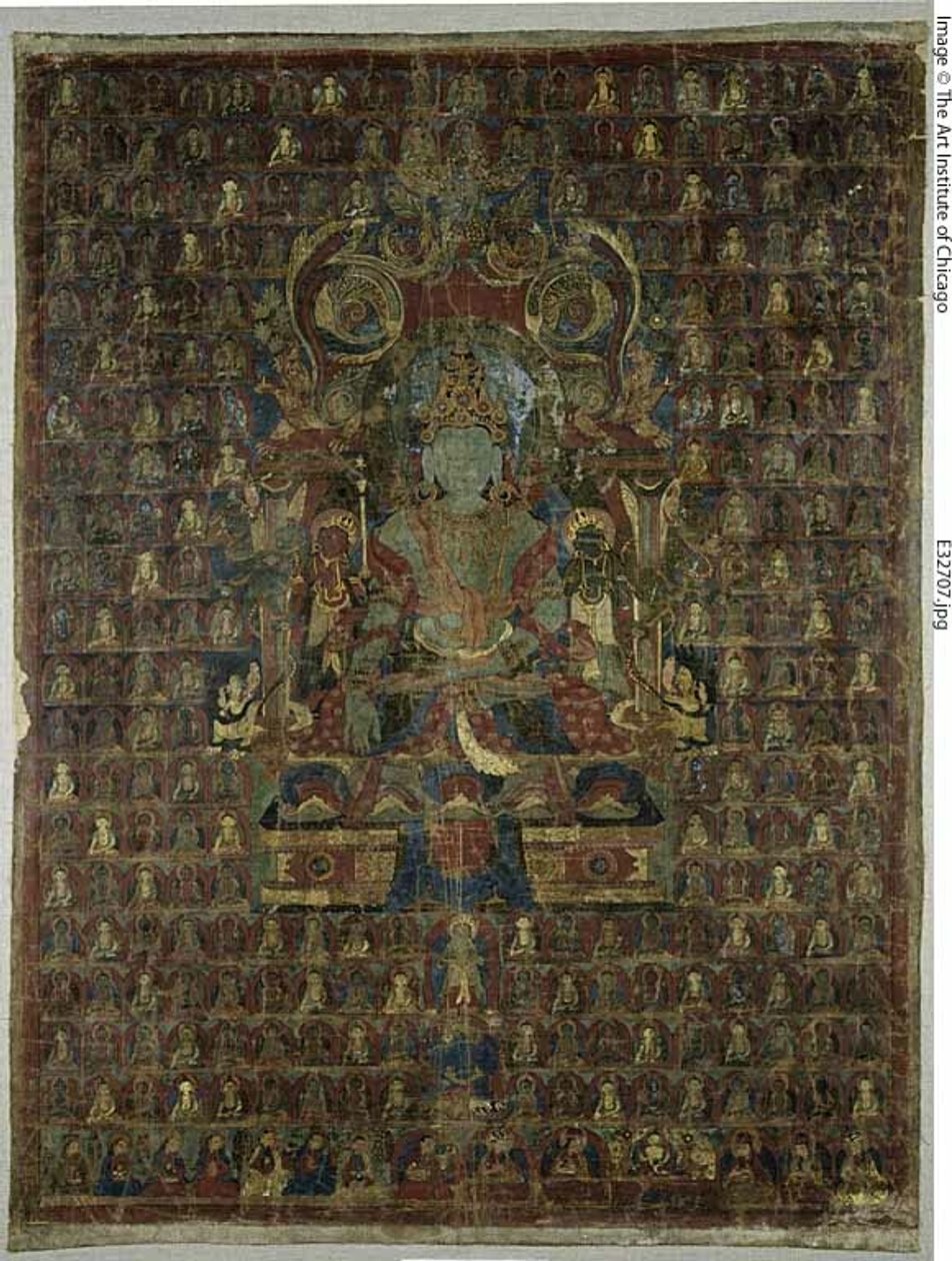 Malovaný prapor (thangka) bonského božstva Tonpa Šenrapa od Unknown artist