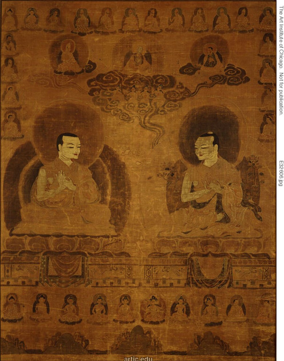 Malovaný prapor (thangka) učitelů linie Sakjapa od Unknown artist