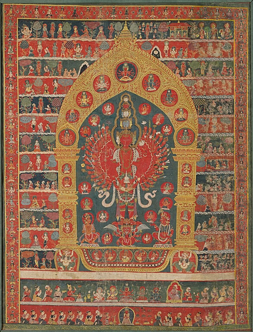 Malovaný prapor (thangka) Avalókitéšvary, inkarnace boha deště Rato Matsjendranathy od Unknown artist