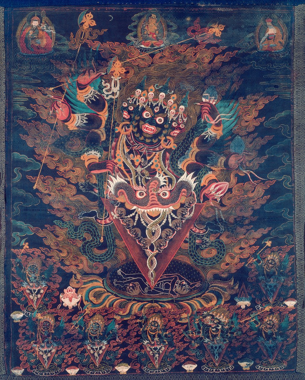 Malovaný prapor (thangka) s Guru Dragpurem, hněvivou podobou Padmasambhavy od Unknown artist