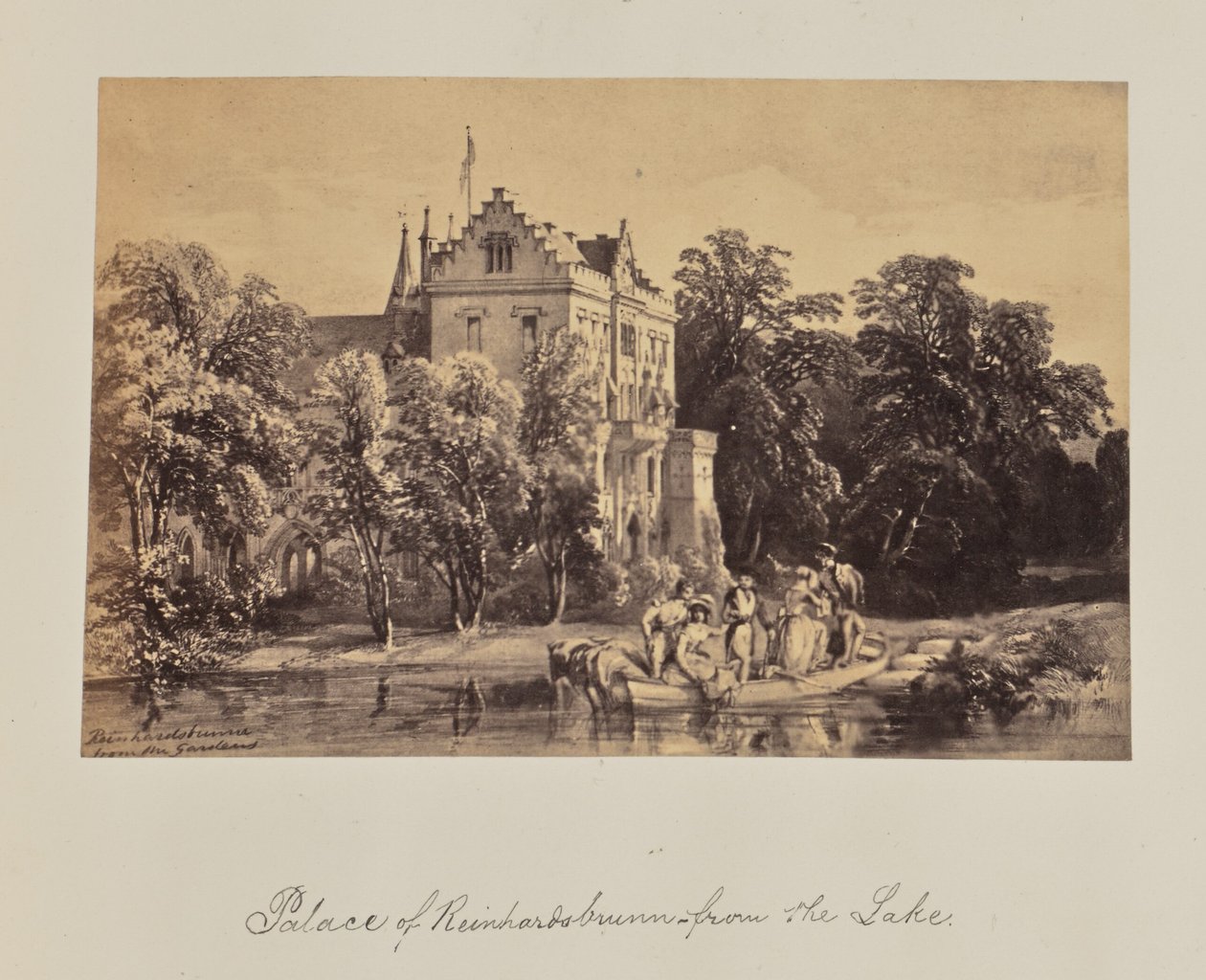 Zámek Reinhardsbrunn - od jezera. od Unknown artist