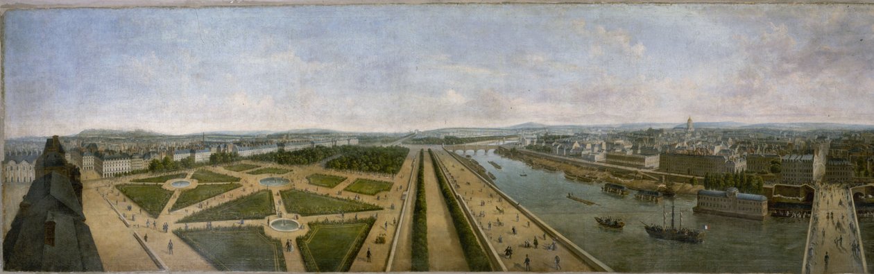 Panorama Paříže ze střechy Pavillon de Flore v Tuilerijích, asi 1833 (olej na plátně) od Unknown artist