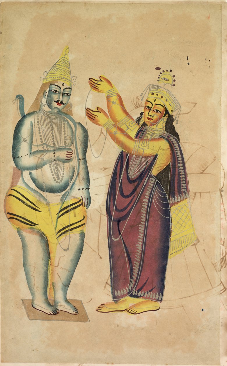 Parvati klade svatební girlandu na Šivu (recto) od Unknown artist
