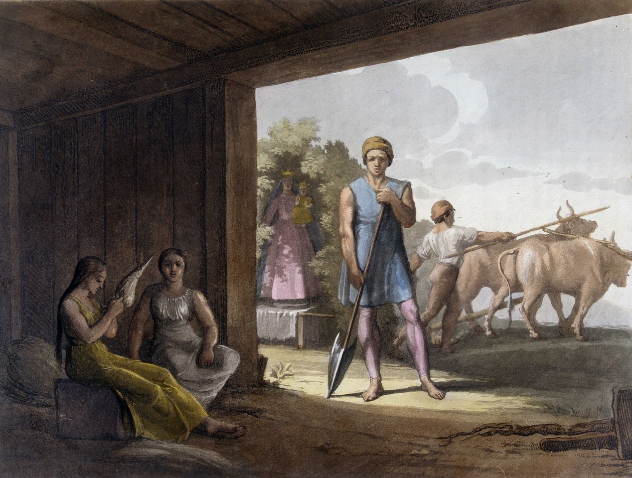 Paternalistická kolonizace jezuity s využitím know-how indiánů Tupi Guaranis v Paraguayi. od Unknown artist