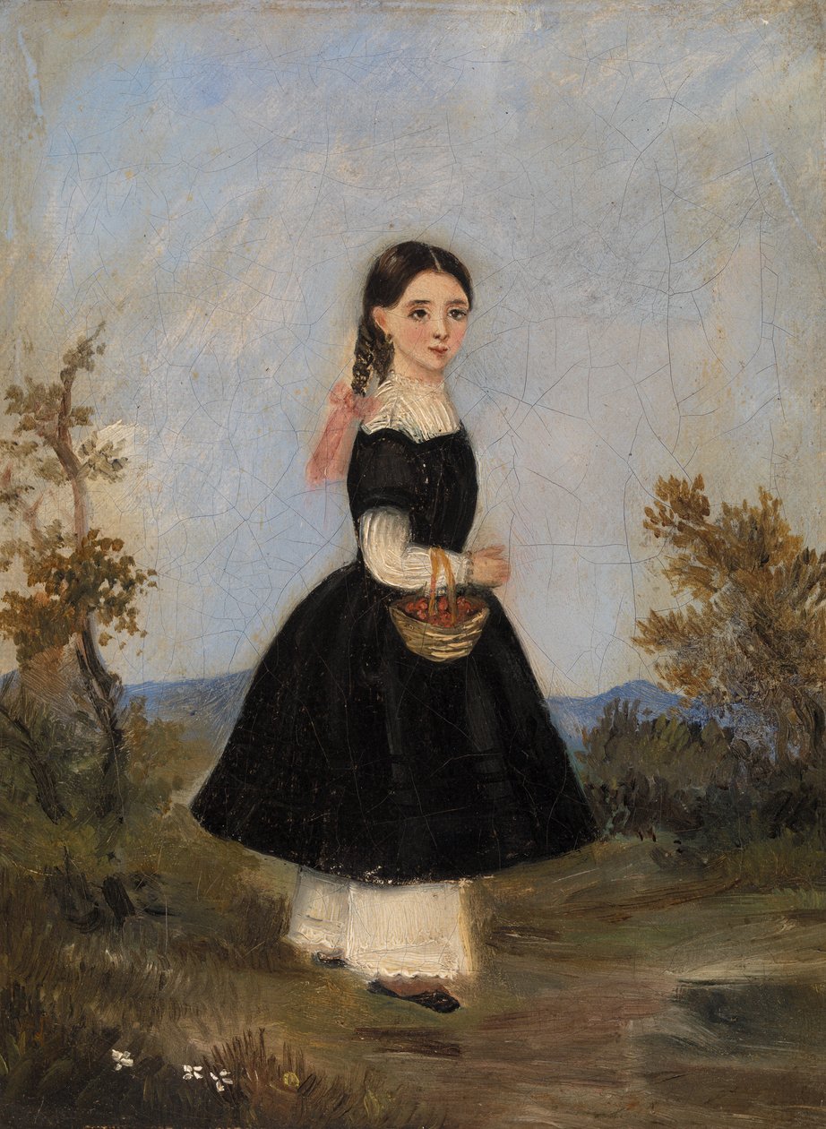 Selská dívka v krajině od Unknown artist