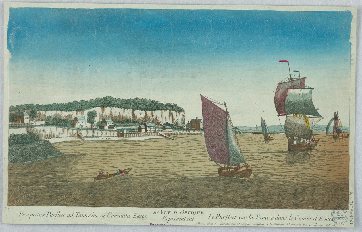 Peep-show, 21st Vue d/Optique Representant Prospectus Purfleet ad Tamesim v Comitatu Essex/The Purfleet na řece Temži v hrabství Essex od Unknown artist