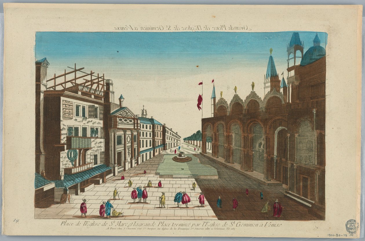 Peep-show, Náměstí kostela sv. Marka a Velké náměstí zakončené kostelem sv. Geminiána v Benátkách od Unknown artist