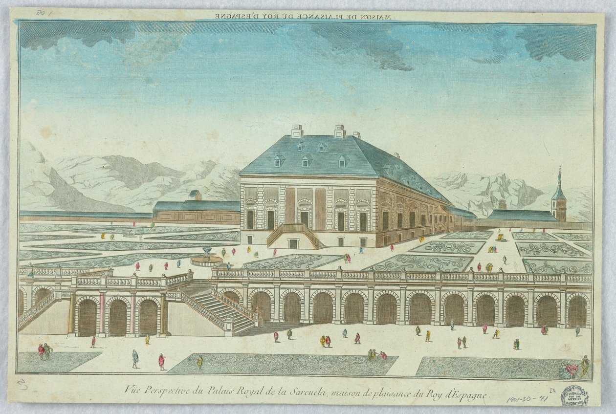 Peep-show, perspektivní pohled na královský palác Zarzuela, Maison de Plaisance du Roy d