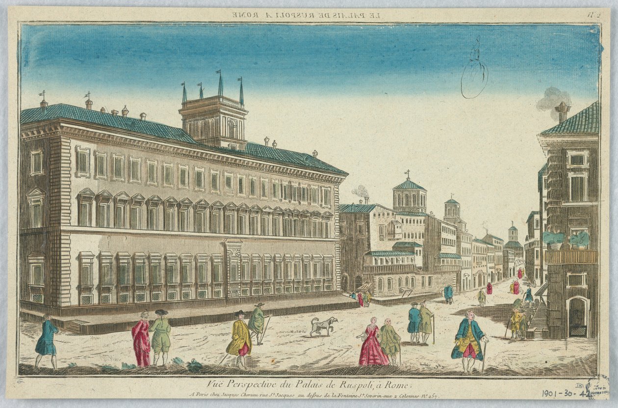 Peep-show, Perspektivní pohled na palác Ruspoli, v Římě, No. 2 od Unknown artist