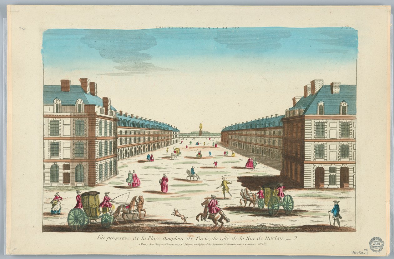 Peep-show, perspektivní pohled na Place Dauphine v Paříži, ze strany Rue de Harlay, č. 162 od Unknown artist