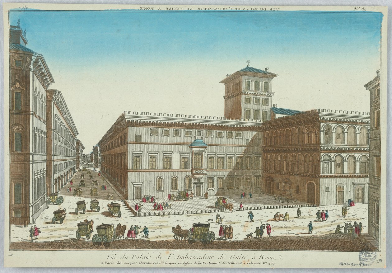 Peep-show, Pohled na Palác benátského velvyslance, v Římě, č. 89 od Unknown artist