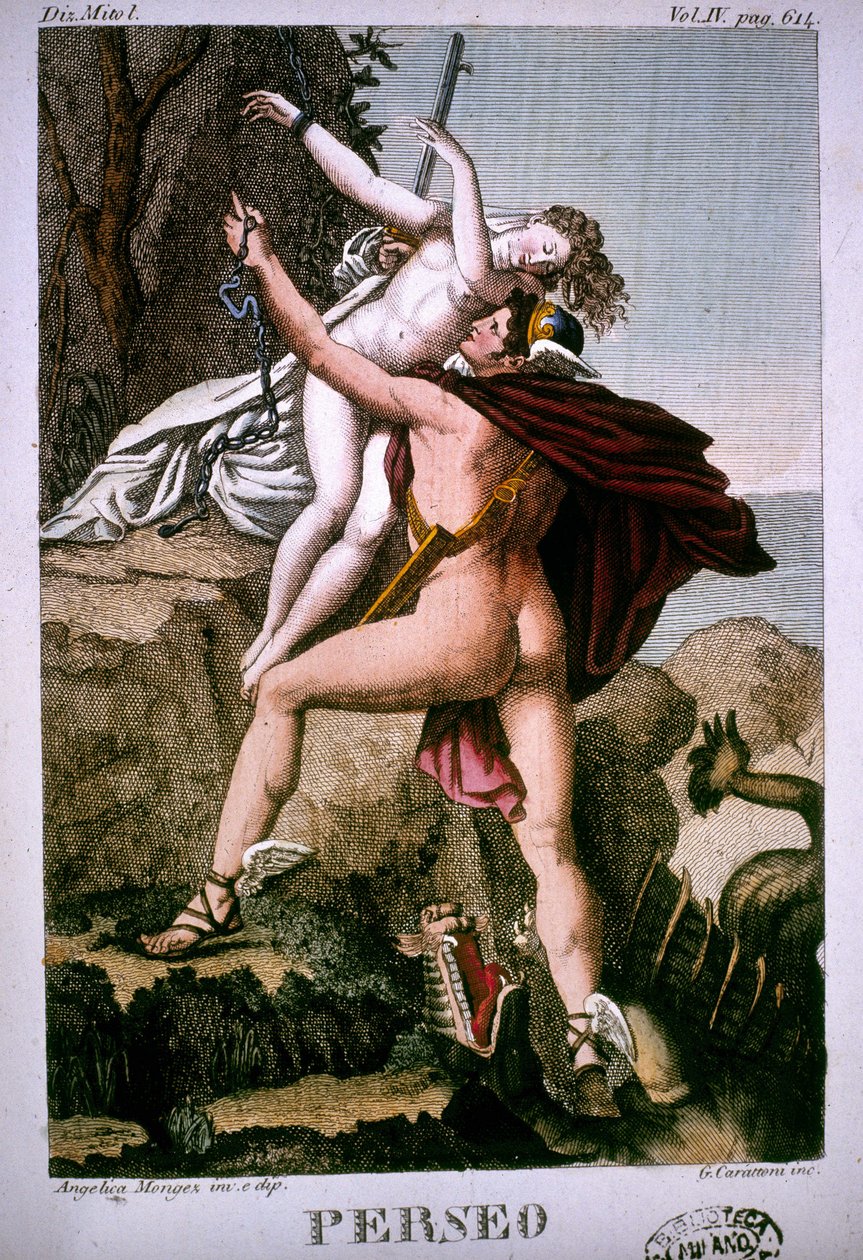 Perseus osvobozuje Andromedu - v Mytologickém slovníku od Unknown artist