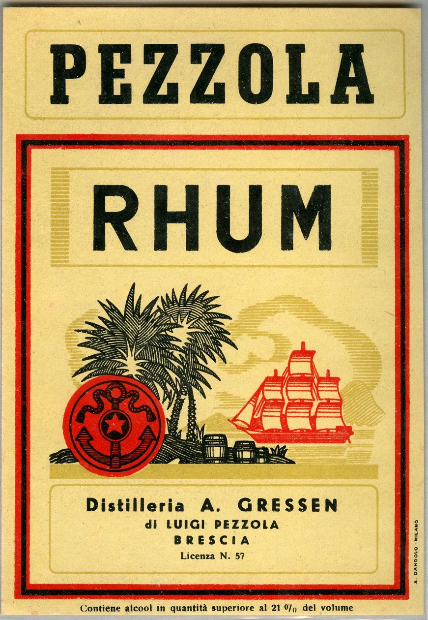 Reklama na alkohol na rum Pezzola (chromolitografie z konce 19. století) od Unknown artist