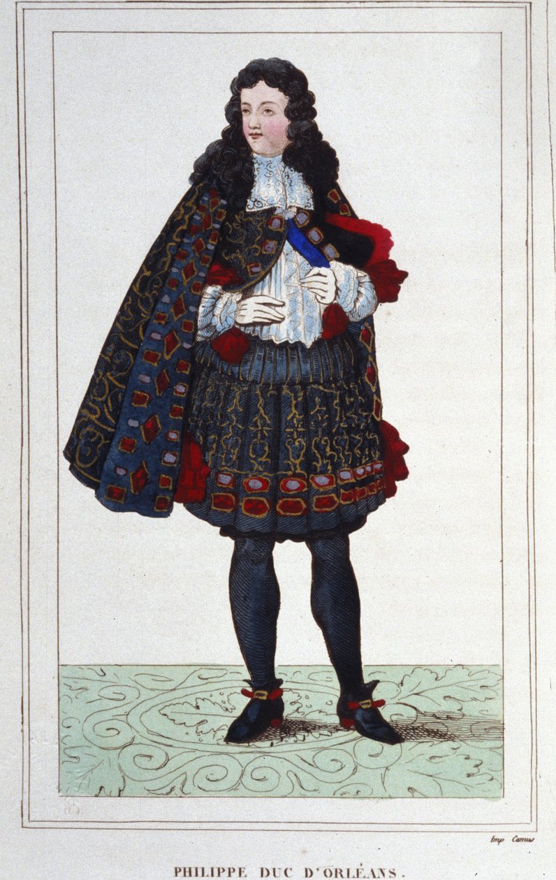 Filip II., vévoda z Orléans, Chartres, Valois, Nemours a Montpensier (1674-1723). Regent Francie od roku 1715 do roku 1723. Rytina z roku 1830. od Unknown artist