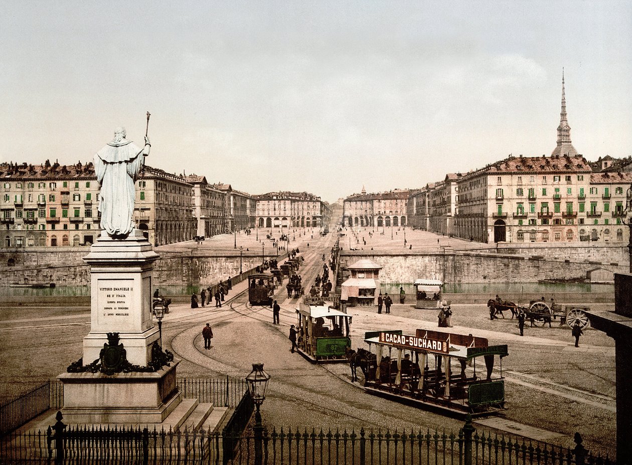 Piazza Vittorio Emanuele v Turíně (Torino), Itálie v roce 1890 od Unknown artist