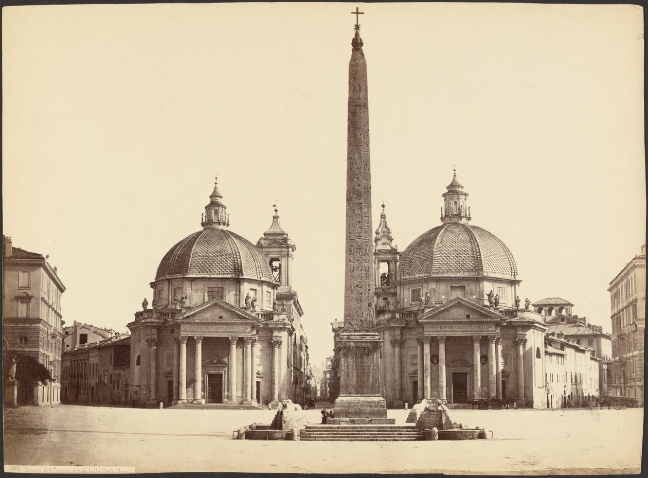 Piazza del Popolo od brány (Řím) od Unknown artist