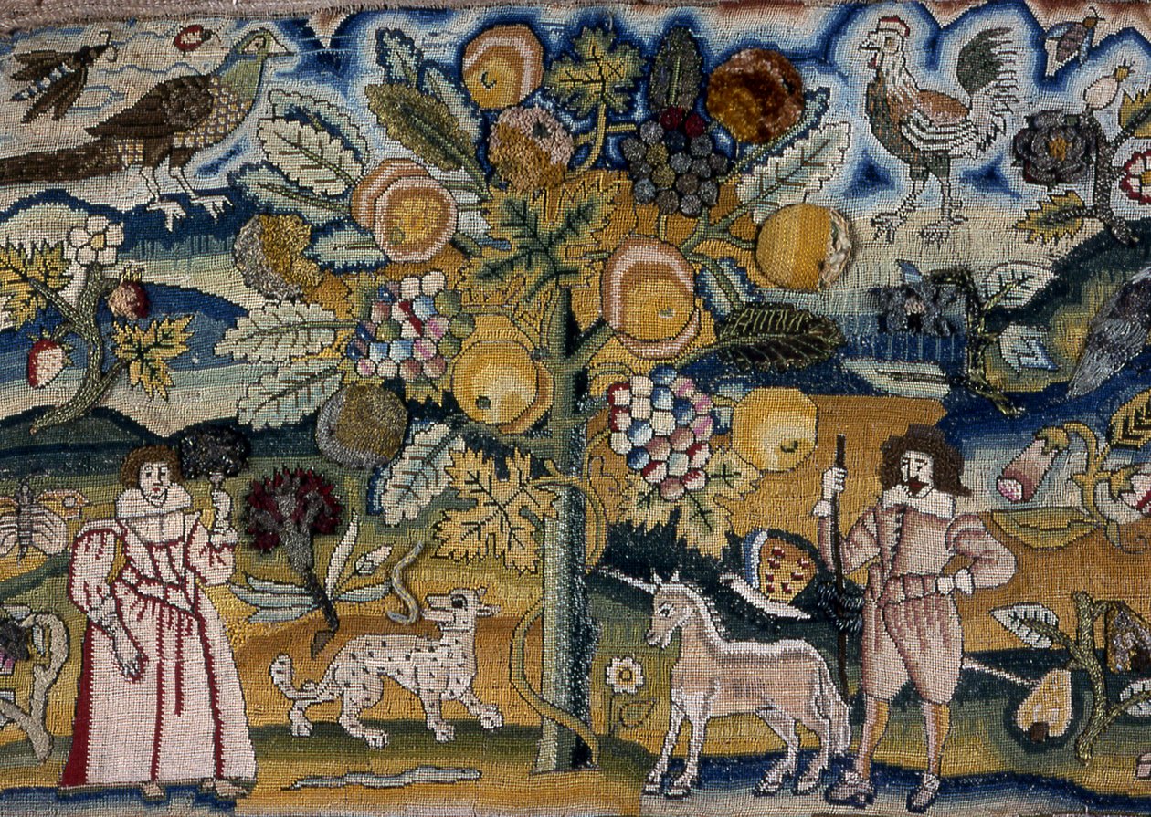 Obrázek znázorňující Adama a Evu (výšivka) od Unknown artist