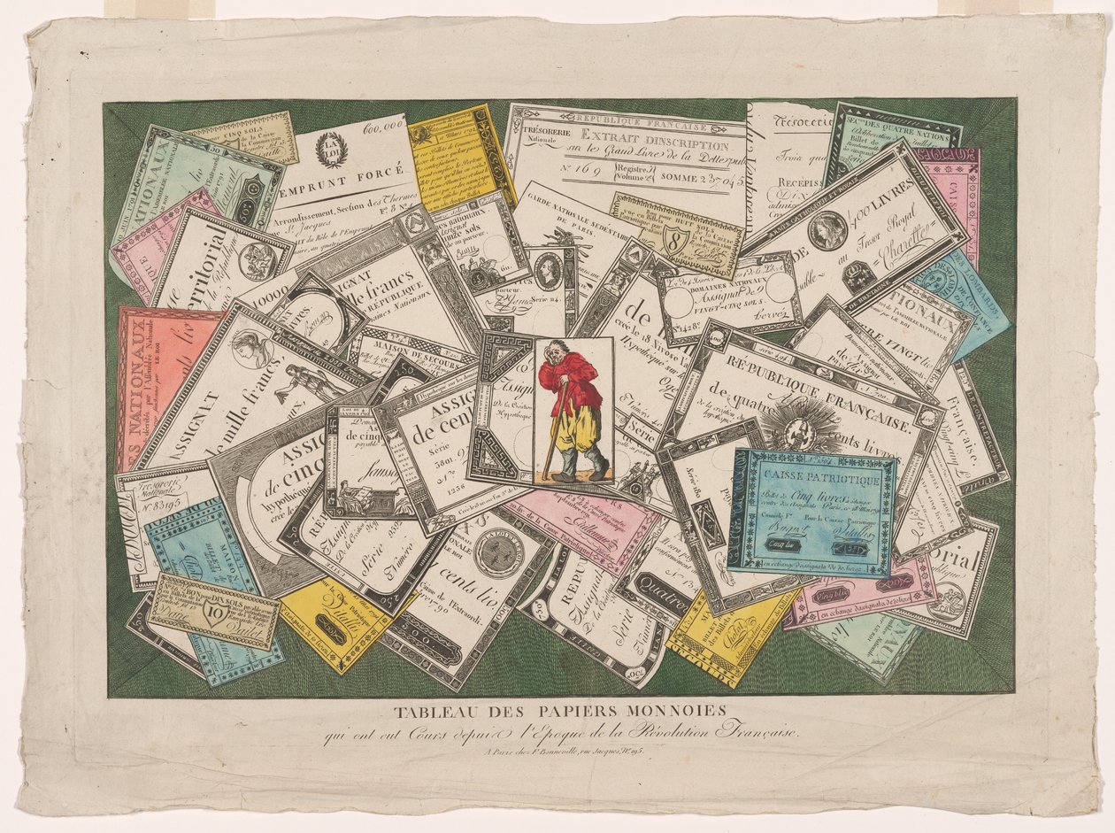 Obrázek revolučních úkolů (Tableau des papiers monnoies qui ont eut cours depuis l