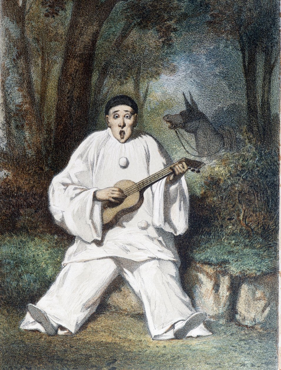 Pierrot hraje na kytaru - n.d., konec 19. století od Unknown artist
