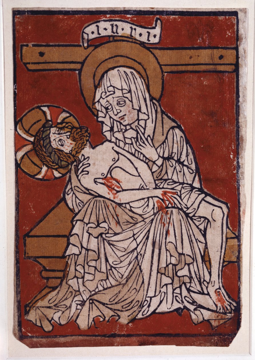 Pieta opatství Stift Lambach, asi 1420-30 (barevná rytina) od Unknown artist