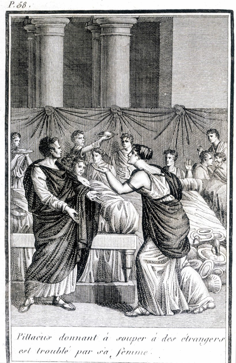 Pillacus, který dává večeři cizím lidem, má potíže s jeho manželkou. od Unknown artist
