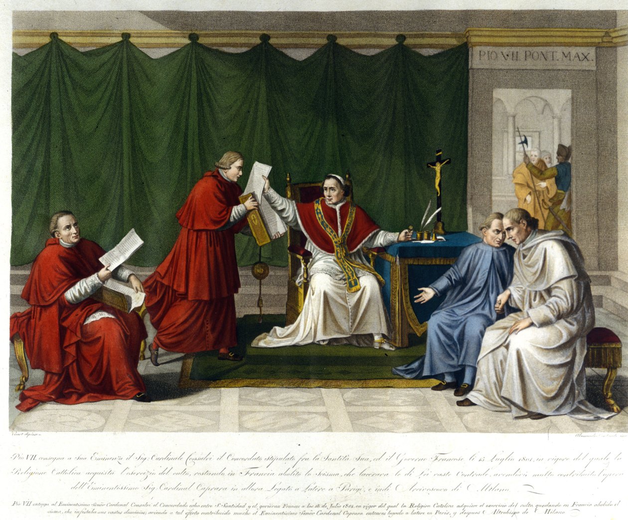 Pius VII. (1742 - 1823) napsal 15. července kardinálu Consalvimu Konkordát mezi Svatým stolcem a Francií. od Unknown artist