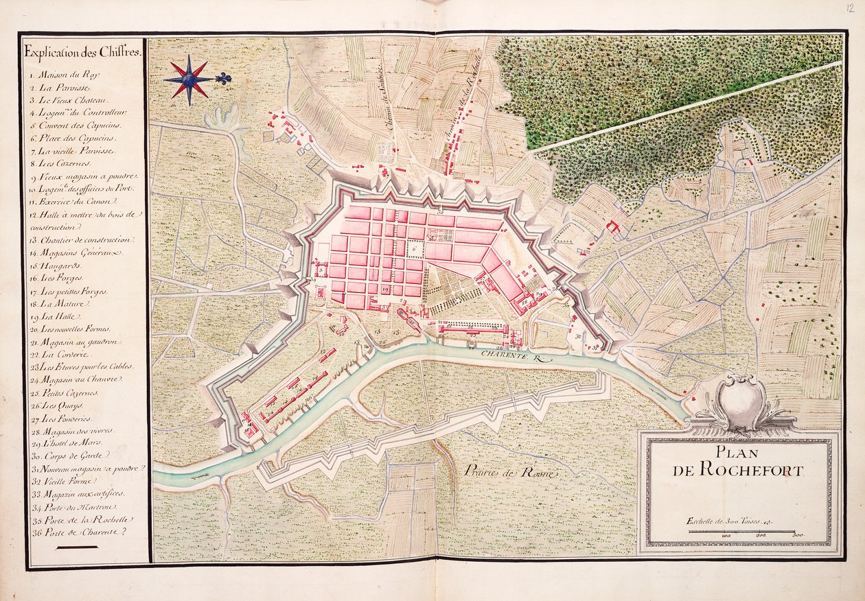 Plán města Rochefort od Unknown artist