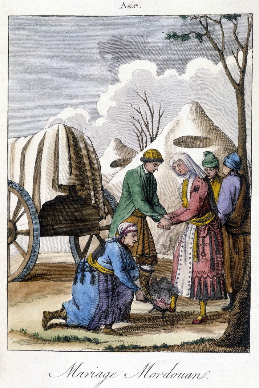 Deska z roku 1811 ilustrující manželství v Mordovii od Unknown artist