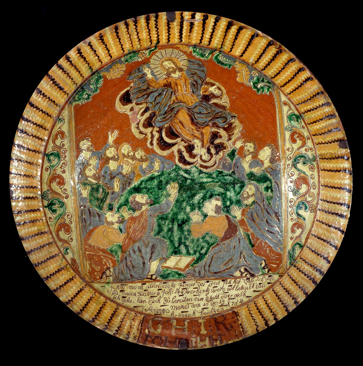 Deska z lakované země představující Nanebevstoupení Krista. 1752. Sevres, Národní muzeum keramiky od Unknown artist